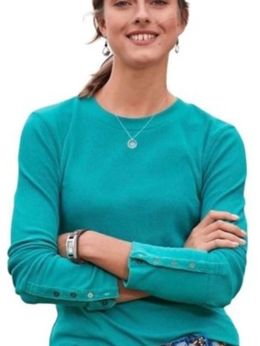 Sundance Teal Crewneck Long-Sleeve Top